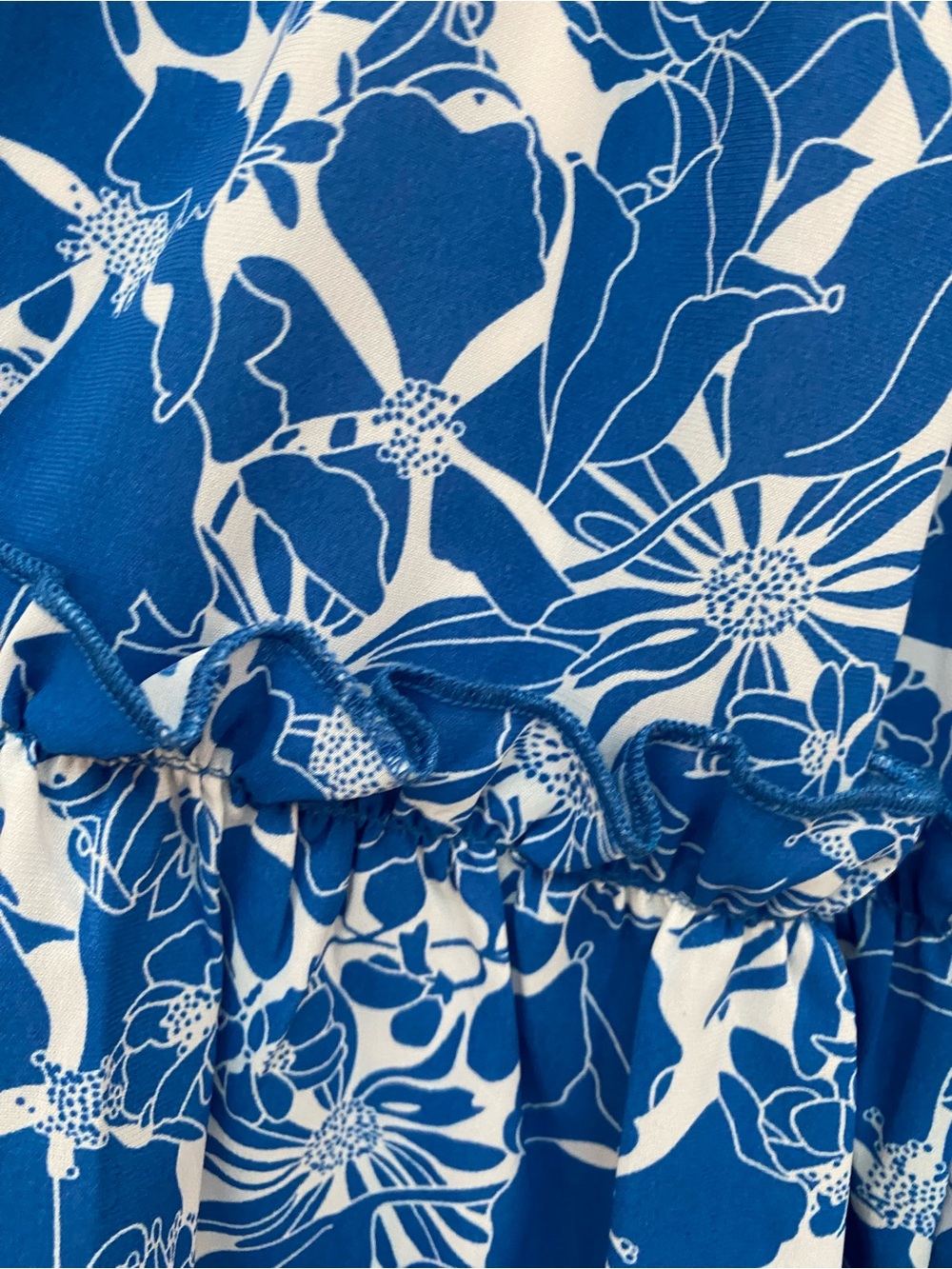 NWOT Blue Floral Smocked Maxi Dress w Halter Top & Flowy Skirt - Large - Picture 6 of 7